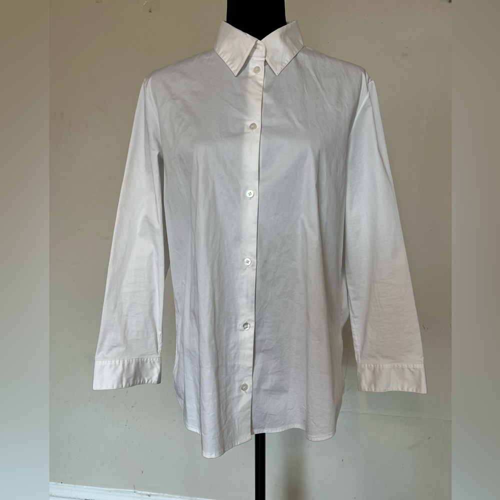 The Row Women's Classic Timeless Long Sleeve White Button Down Dress Shirt Sz 14